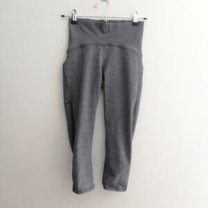 Lululemon Train Times 17" Crop High Rise Leggings Heathered Gray with Mesh 4